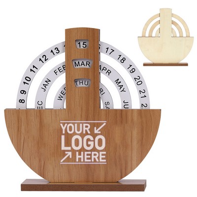 Perpetual Calendar Wooden Date Display for Desk