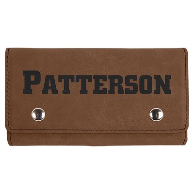 Dark Brown Card & Dice Set, Laserable Leatherette, 6-1/2"x3-3/4"