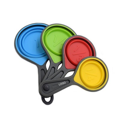 Colorful Silicone Folding Measuring Cup and Spoon Set for Baking and Kitchen Use