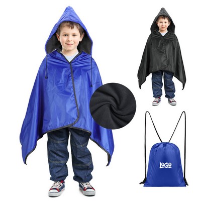 Multifunctional Fleece Hooded Stadium Blanket For Kids