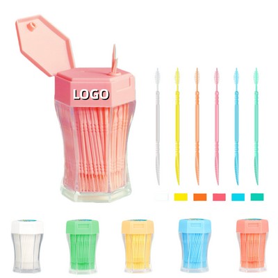 Double-Headed Interdental Brush Toothpick Hexagonal Bottle