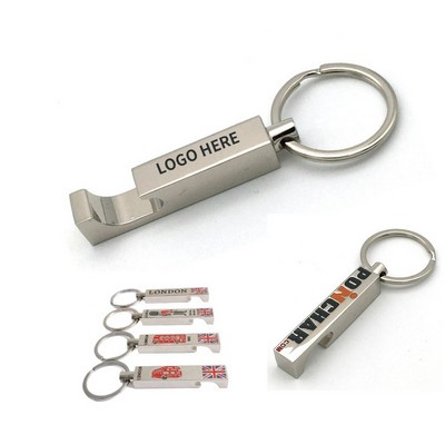 Rectangular Zinc Alloy Bottle Opener Keyring