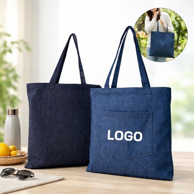 Washed Denim Tote Bag
