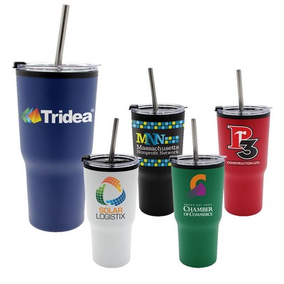 20 oz. Ares Recycled Tumbler with Stainless Straw Lid, Full Color Digital