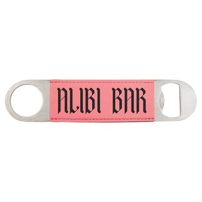 Pink Leatherette Bottle Opener - Laser Engraves to Black