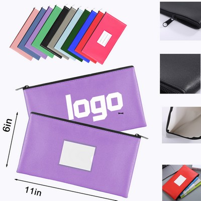 Pu Leather Zipper Deposit Money Bag