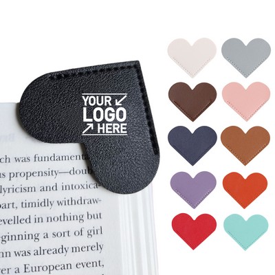 PU Leather Heart Shaped Corner Page Bookmark
