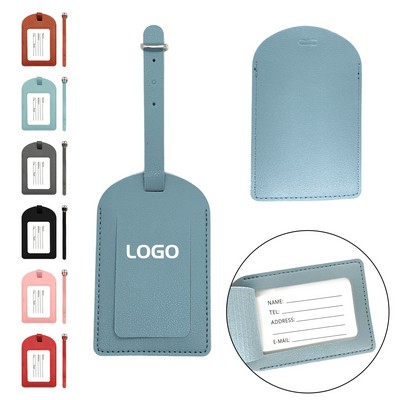 Durable PU Leather Luggage Tag With ID Card Slot And Custom Logo