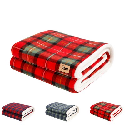 Coral Fleece Plaid Blanket (55" × 79" )