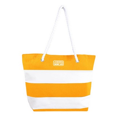 Large Capacity Striped Canvas Tote Bag
