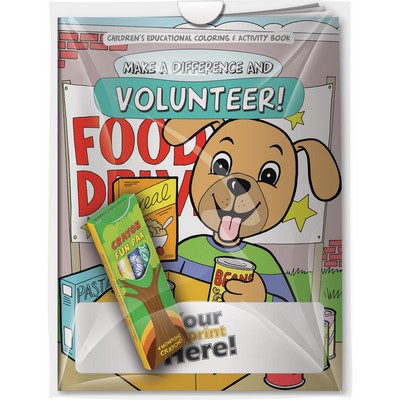 Combo Pack -"Make a Difference and Volunteer!" Coloring Book & 4-Pack of Crayon in a Poly Bag