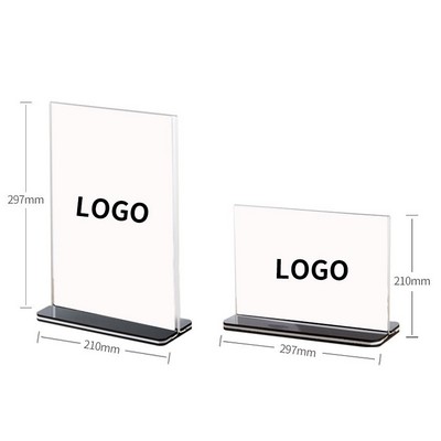 Acrylic Table Card Holder With A Black Base Display Holder Stand