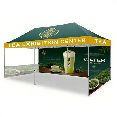 10'x 20' Premium Hex Aluminum Frame W/ Dye Sublimation Canopy, Full Wall & 2 Half Walls