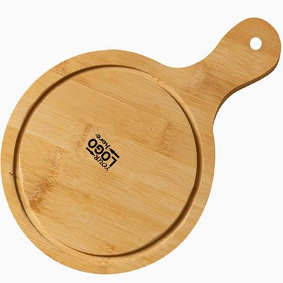 6" Natural Bamboo Pizza Peel and Cutting Board