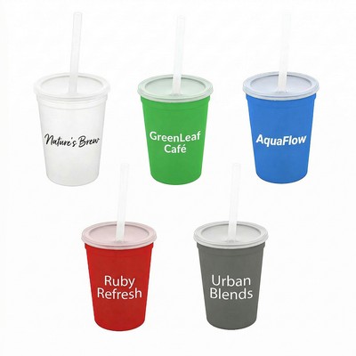 Translucent Stadium Cup with Lid & Straw