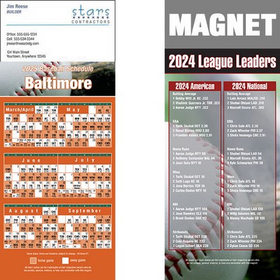 Baltimore Pro Baseball Schedule Magnet (3 1/2"x8 1/2")