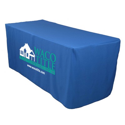 8' Print Cut Fitted Tablecloth W/Imprint