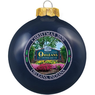 Gloss Blue Navy Glass Ball Ornament 80 Mm