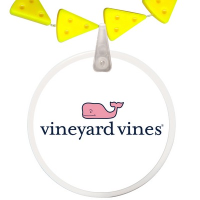 Cheese Wedge Shaped Combo Mardi Gras Beads with a Decal on a Hanging Disk