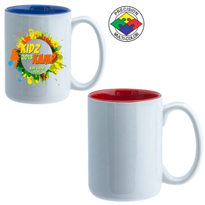 15 Oz. White & Red Two Tone El Grande Mug - Dishwasher Safe - Precision Spot Color