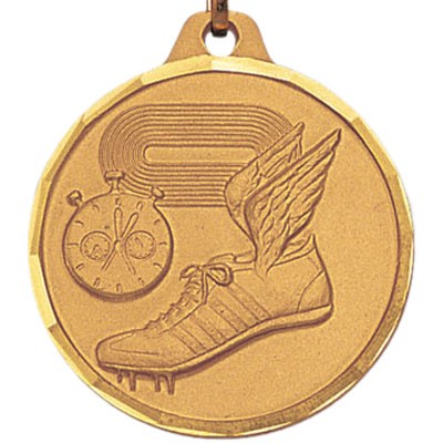 1 1/4" E Series Die Struck Track & Field Medal w/Shoe & Stopwatch
