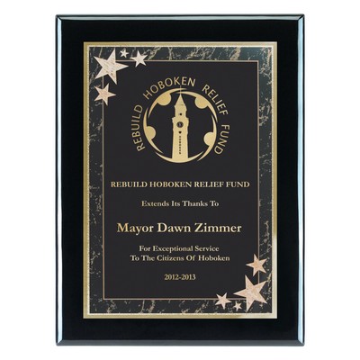 Plaque - 9"x12" Wall Plaque w/ Black Corner Star Plate (7"x10")