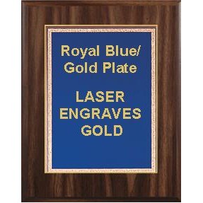 Walnut Plaque 8" x 10" - Blue/Gold - 6" x 8" Florentine Plate