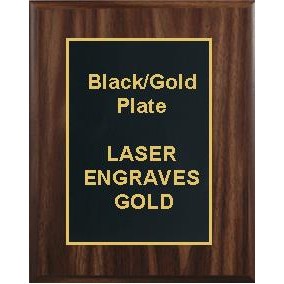 Walnut Plaque 10-1/2" x 13" - Black/Gold 8-1/2" x 11" Designer Plate