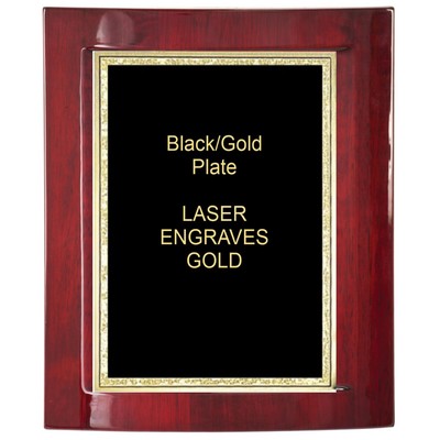 Eclipse Rosewood Piano Finish 9-1/2" x 12" Plaque - W/ 7" x 10" Black/Gold Florentine Plate