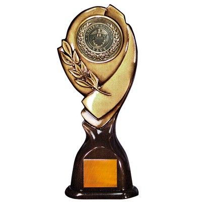 Stock 15" Classic Trophy with 2" US Navy Coin and Engraving Plate