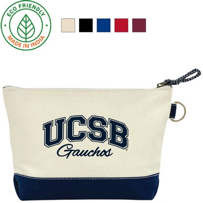 Premium Canvas Zipper Pouch Cosmetic Accessory Travel Promo Gift 16 oz Eco Friendly Navy (11x7x3)