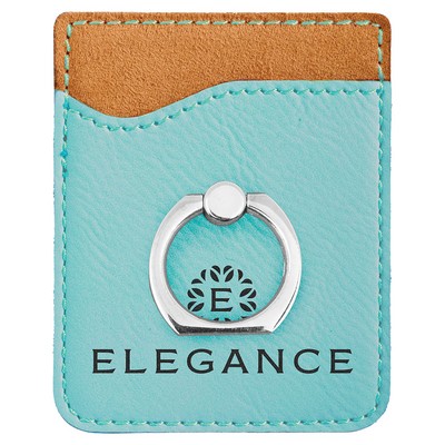 Leatherette Phone Wallet With Ring (Teal Blue)
