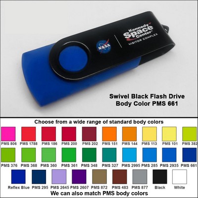 Swivel Black Flash Drive - 2 GB Memory - Body PMS 661