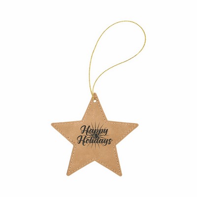 Light Brown Leatherette Star Ornament