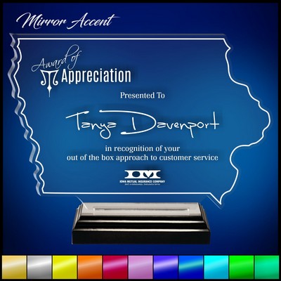 7" Iowa Clear Acrylic Award with Mirror Accent