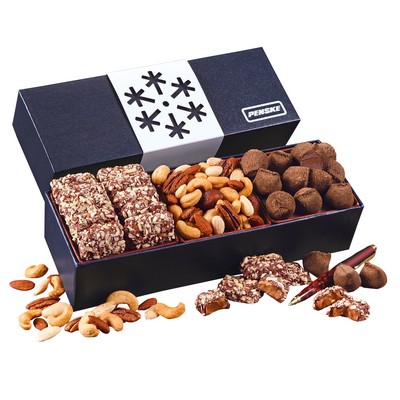 Navy Snowflake Wrapped Gift Box