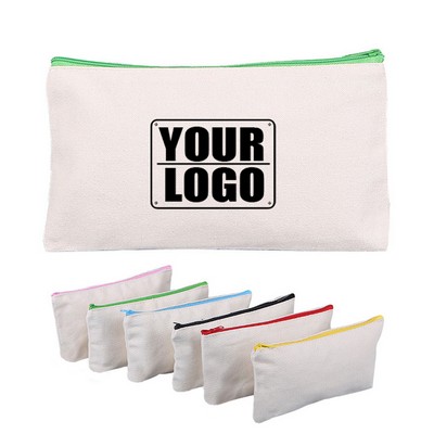 Multipurpose Canvas Color Zippered Pencil Case & Organizer