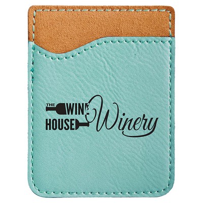 Teal Leatherette Phone Wallet, Laserable, 2-3/8"x3-1/8"H