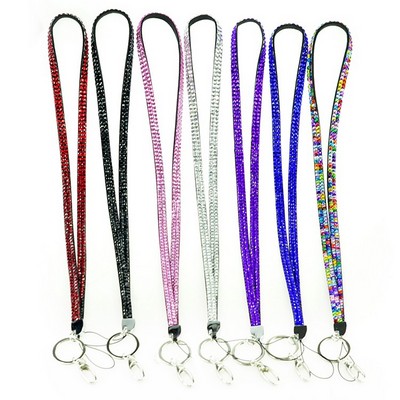 Rhinestone Glitter Lanyard Keychain