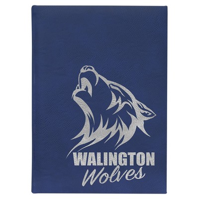 7" x 9 1/2" Blue/Silver Leatherette Sketch Book-Unlined Paper