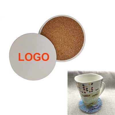 4'' Round Ceramic Stone Kitchen Car Coaster w/Cork Base