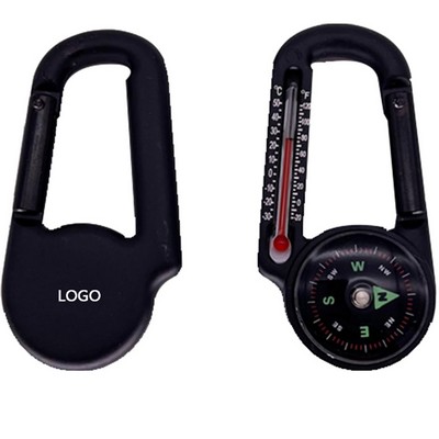 3-in-1 Mini Hook Compass Carabiner w/Thermometer