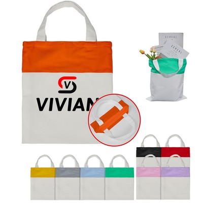 Two-Tone Patchwork Canvas Bag