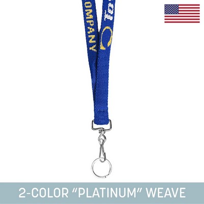 1/2" Woven Lanyard w/ Swivel Snap & Split Ring - "Platinum" Weave
