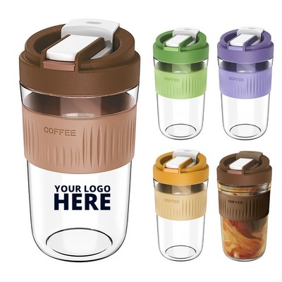 14 OZ Coffee Glass Cup With Sleeve