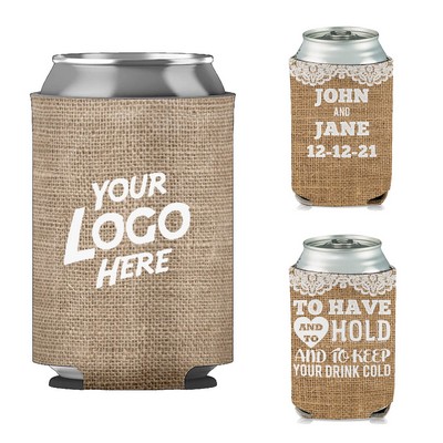 Custom Burlap Neoprene Can Cooler