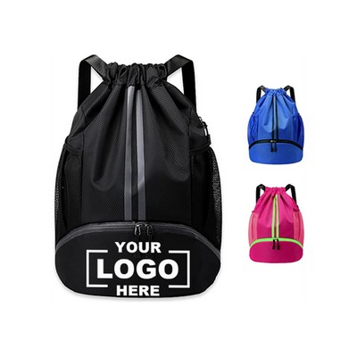 Gym Drawstring Backpack with Shoe Compartment