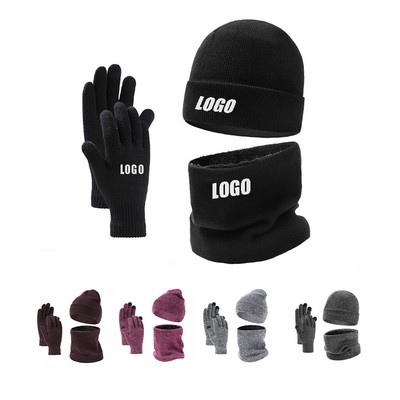 Hat Gloves Scarf Three Piece Set