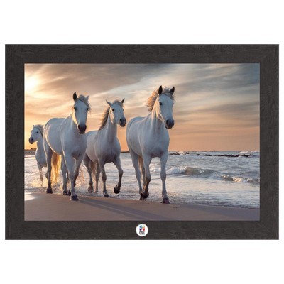 "White Horses on the Beach" Art Print W/ Color Medallion