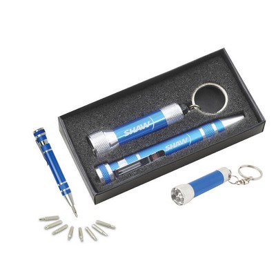 Gift Set With Kf100 Blue Keychain Light & Km401 Screwdriver